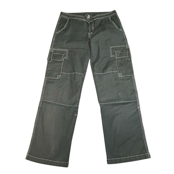 VINTAGE PRANA Women’s Y2K Gray Cargo Pants Size 10 Baggy Straight Leg Utility GO - Picture 1 of 5